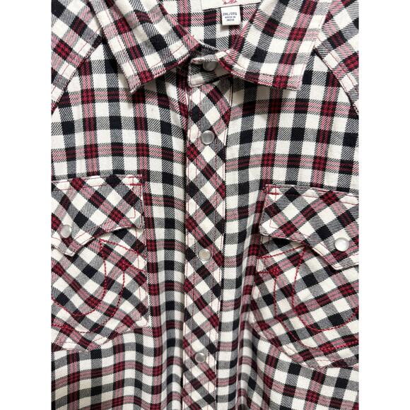 True Religion Black Red Plaid Flannel Pearl Snap Western Shirt Top Mens Size XXL - Picture 4 of 14